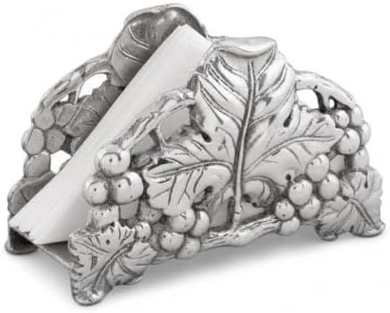 Arthur Court Grape Napkin Holder - Metal Upright Organizer for Kitchen Countertop - 6-inch Tall Aluminum Decor