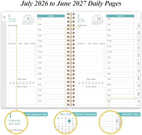 2027 Daily & Monthly Planner - One Page Per Day, Daily Planner from January 2027 - December 2027, Planner 2027 with 12 Monthly Tabs, 8.5" x 11", Flower-B