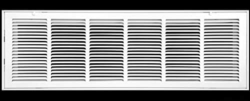 36" X 12 Steel Return Air Filter Grille for 1" Filter - Fixed Hinged Door - HVAC Duct Cover - Flat Stamped Face - White [Outer Dimensions: 38.5 X 13.75]