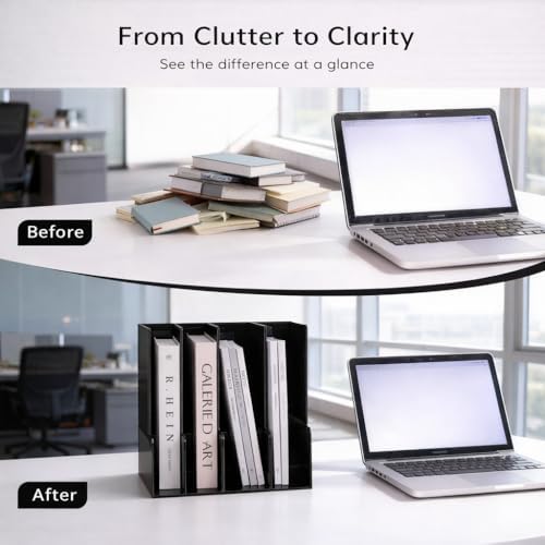 CiWiVOKi Vertical Magazine File Holder, 4 Pack, Black