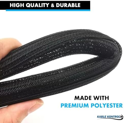 Kable Kontrol Braided Cable Sleeve Split Wrap 1/2" 150 Ft - Black