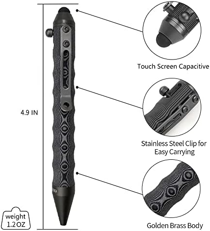 Cool Hand 4.5'' G10 EDC Ballpoint Ink Refillable Bolt Action Tactical Pens