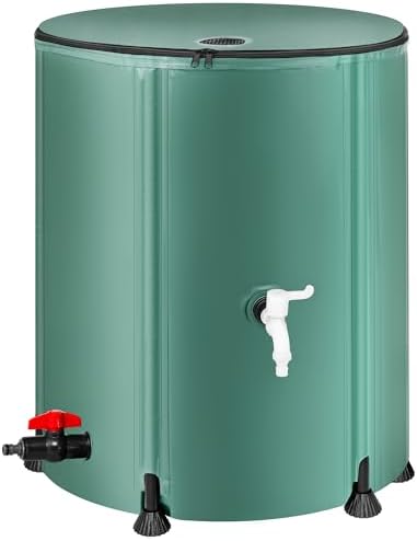 Collapsible Rain Barrel Water Storage Containers-53 Gallon Portable Rainwater Collect System Water Tank to Collect Rainwater from Gutter Downspout Water Catcher with Spigots,Filter＆Overflow Kits