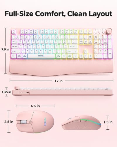 seenda Wireless Bluetooth Keyboard Mouse Combo, 12 Backlit Modes, Ergonomic