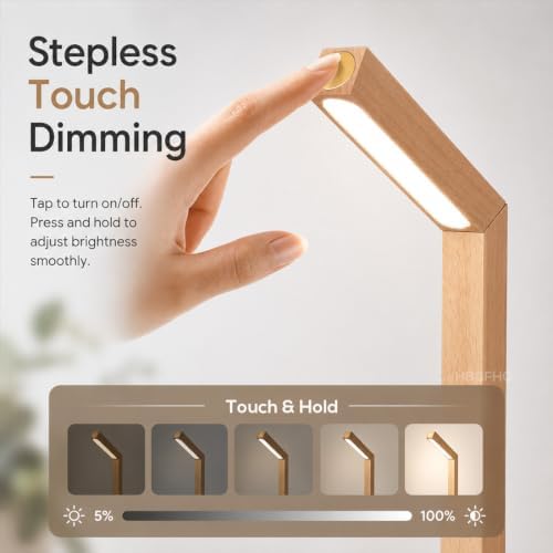 Wooden Desk Lamp Magnetic Wall Mount Rechargeable Home Office-Sapele