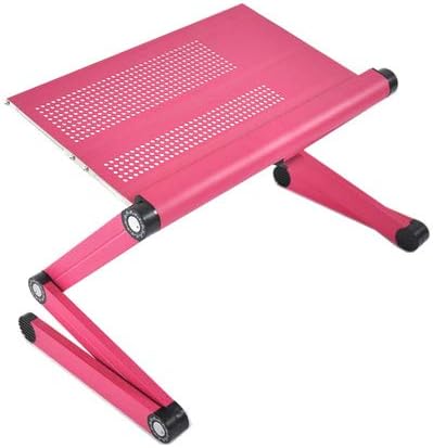Adjustable Vented Laptop Table Stand Lapdesk Portable Bed Tray Tablet Book Stand Push Button Joints up to 17" (Pink)