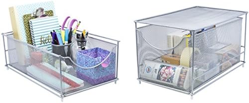 Sorbus Under Sink Organizer, Pull-Out Mesh Drawer (Silver)