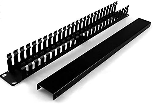 2-Pack 19 Inch 1U Cable Management Horizontal Cable Rack Mount Manager with mounting Screws for Service Rack Cabinet 24 Slot with Cover