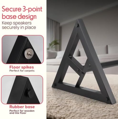 Pyle Speaker Stand Pair of Sound - Play 1 and 3 Holder, Telescoping Height Adjustable from 26” - 52” Inch, High Heavy Duty Three-point Triangle Base w/ Floor Spikes and 9” Square Platform, Black