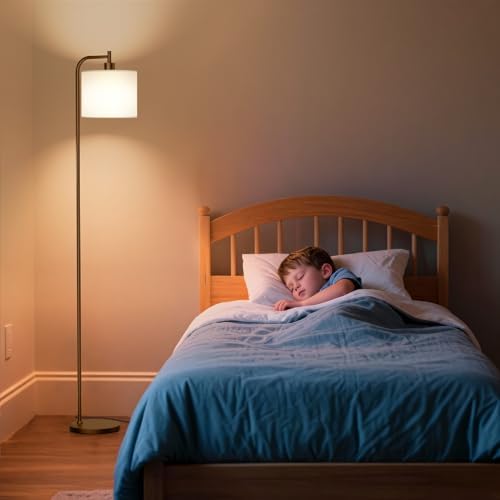 SIBRILLE Floor Lamp for Living Room, Tall Standing Lamp with Linen Shade