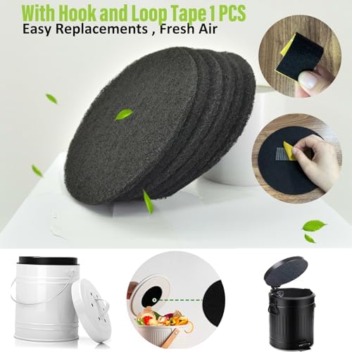 7.25 inch Compost Filters for Countertop Bin Saiqiang 12Pack Charcoal Filter for Kitchen Compost Bin Pail Replacement Filter Carbon Round Charcoal Filters for Compost Bucket