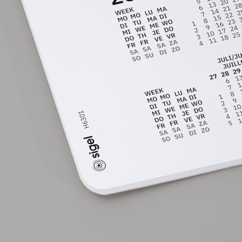 SIGEL H6301 Paper Desk pad- dot Grid - Dotted (dot Grid) - White - Approx. A2-2026/2027/2028 - DE/EN/FR/NL - 30 Sheets - FSC-Certified