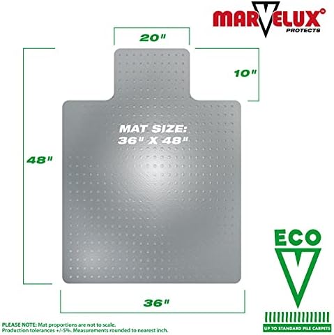 Marvelux Enhanced Polymer Durable Office Chair Mat for Carpets 36" x 48"