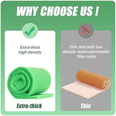 2PC Aquarium Filter Floss - 12" x 78" (6.5ft per roll) - Total 13ft