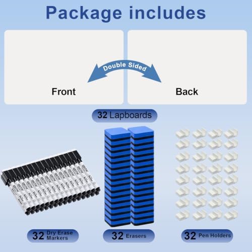 Mini White Boards 32 Pack, 5"x8" Double Sided Small Dry Erase Board