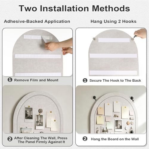 Arched Felt Bulletin Board 36"x24", Decorative Pin Board for Wall, Oatmeal