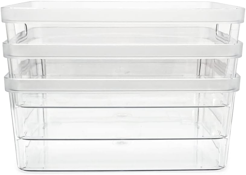 Isaac Jacobs 3-Pack Medium Clear Storage Bins (8” L x 10” W x 4.25” H)