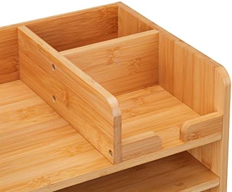 Relaxdays Desk Organiser, Natural Wood, 26.5 x 33 x 24 cm