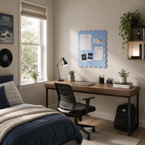 Scalloped Felt Bulletin Board 36x24 Inches, Blue Wall Pin Board