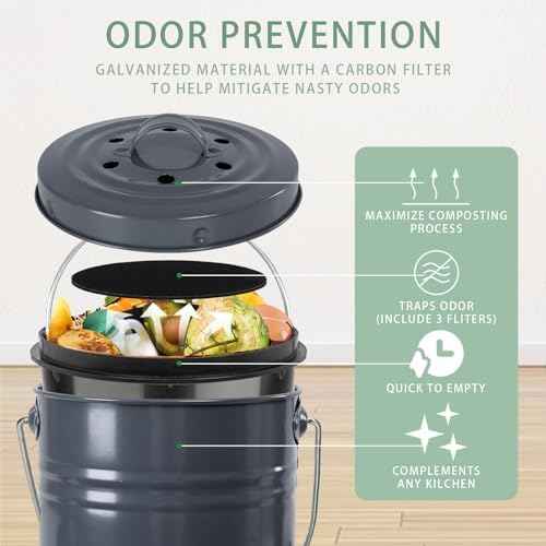 Vipush Compost Bin Kitchen Countertop Composter with lid – Small