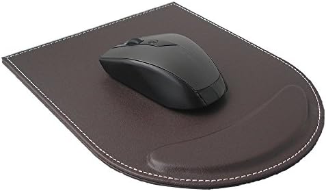 KINGFOM 5PCS Desk Organizer and Accessories Set, Pu Leather Office Supplies with Multifunction Desktop Organizer Storage Box, Tissue Holder, Mouse Pad, Note Paper Holder, Pencil Holder for Desk Brown