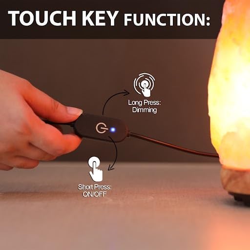 Himalayan Glow Salt Lamp with Touch Dimmer Switch, 5-7 lbs, Natural Pink Crystal, Wooden Base, Room Decor, Home Decor, Relaxation, Ambiance, Gift, Wellness