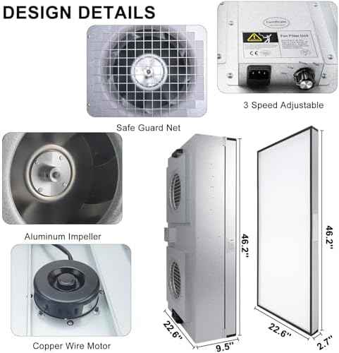 Fan Filter Unit Laminar-Flow-Hood Yzzwer - FFU HEPA Filters for Class 100/ISO 5 Cleanliness Clean Room Mycology and Mushroom Room Work 110V （Include HEPA Filter）