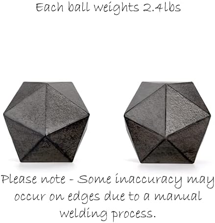 Ambipolar Geometric Decorative Ball Shaped Bookends, Modern Cast Iron Black Bookends for Office Desk, Book Shelf, Room Decor, Home Office, Book Stand or Organizer, Set of 2. Antique Black