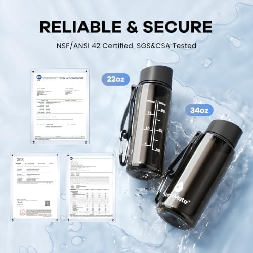 SurviMate 5-Stage 0.01μm Ultra-Filtration Filtered Water Bottle BPA-Free