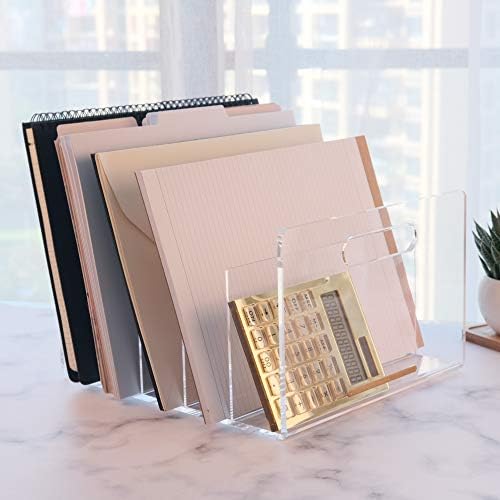 Acrylic File Sorter, Desktop File Collator Office File Organizer, Clear 11.4" x 6.7" x 10"