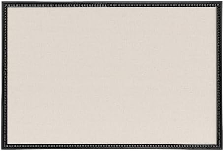 Kate and Laurel Makenna Framed Linen Fabric Pinboard, 24 x 36, Black, Traditional Beaded Bulletin Board for Vintage Home Wall Organization or Aspirational Vision Board