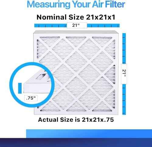 21x21x1 Air Filter (MERV 8) (4-Pack) King Dust & Allergy Control AC Furnace Filters, MADE IN USA, HVAC, Pleated, Electrostatic (Actual Size: 21 x 21 x .75)