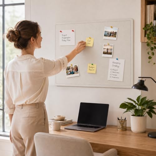 36"x48" Large Felt Bulletin Board, 3'x4' Self-Adhesive Foldable Pin Board