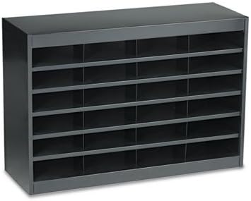 Safco E-Z Stor Literature Organizer, 24 Compartments, Office and Classroom Commercial Grade Steel Mailbox Mail Sorter, Heavy Duty Construction, Black