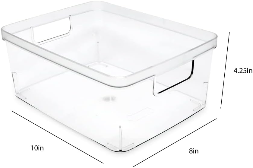 Isaac Jacobs 3-Pack Medium Clear Storage Bins (8” L x 10” W x 4.25” H)