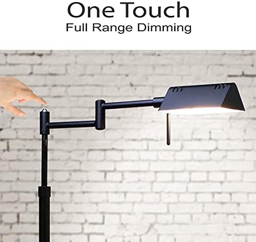 O'Bright LED Pharmacy Floor & Table Lamp Bundle, 12W LED, Full Range Dimming, 360 Degree Swing Arms, Reading & Task Lamp for Craft Work & Sewing, Black