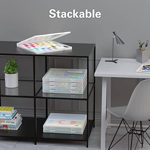 Denkee 12 x 12 Paper Storage, 6 Pack Scrapbook Paper Organizer Storage, Craft Organizers Box, Portable Storage Containers for Board Game, Craft, Art Supplies