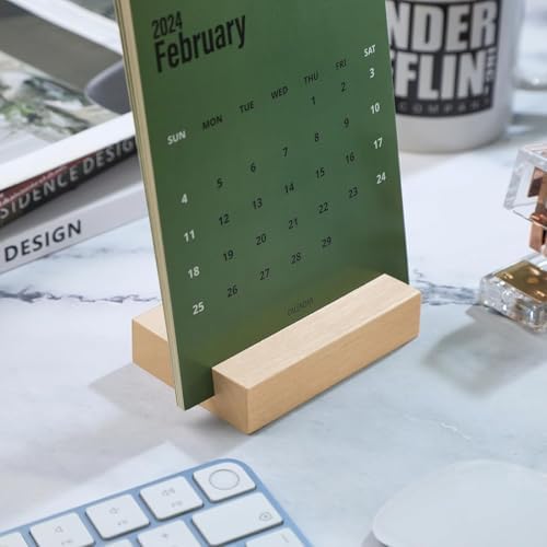 UNIQOOO 3.5" Birch Wood Stand for Monthly Desk Calendar, Wooden Block Base, Cardstock Holder, For Office Home Retail Reception Decor, Photo Display, 10 Pack