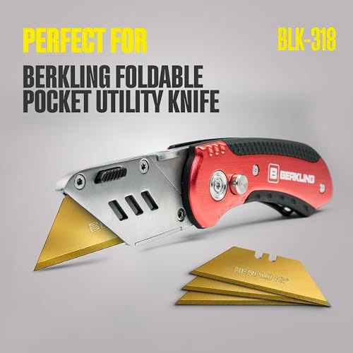 Berkling 50-Pack Titanium Plated Utility Blades, SK2H Steel, 3x Sharper
