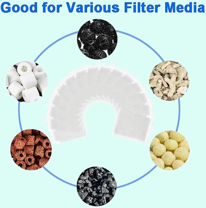 AQUANEAT Aquarium Filter Media Bags 15pcs Fish Tank Extra Fine 100 Micron Mesh