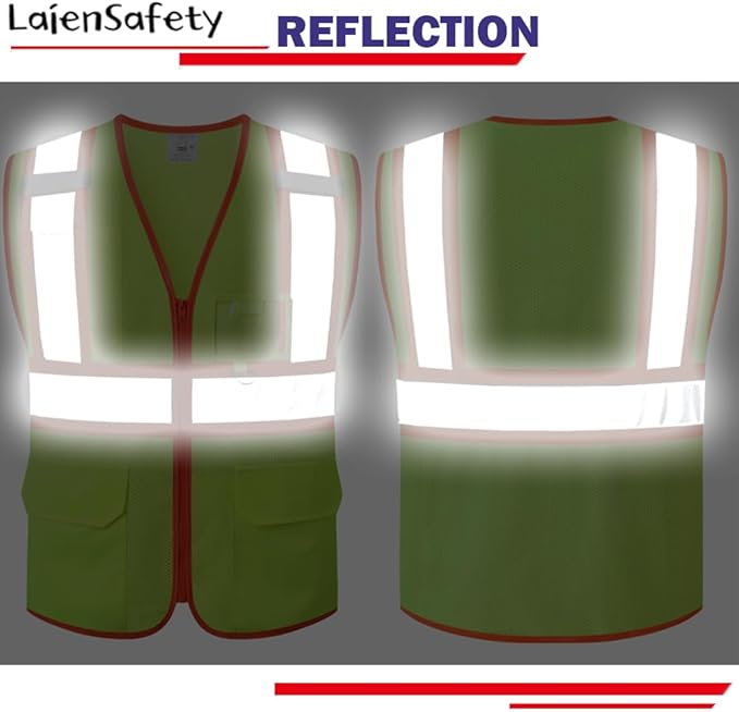 Reflective Safety Vest for Men Women with Multiple Pockets Class 2 High Visibility Mesh Vest Hi Vis Construction Work Vest,Meets ANSI/ISEA Standards(EK1-178-Yellow-M)