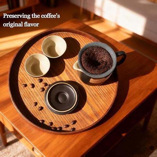 Pour Over Coffee Dripper, Reusable Ceramic Coffee Filter - Portable Single Serve Coffee Maker, Porcelain Slow Filter Cone Dripper for Travel Camping Office Home Brewing