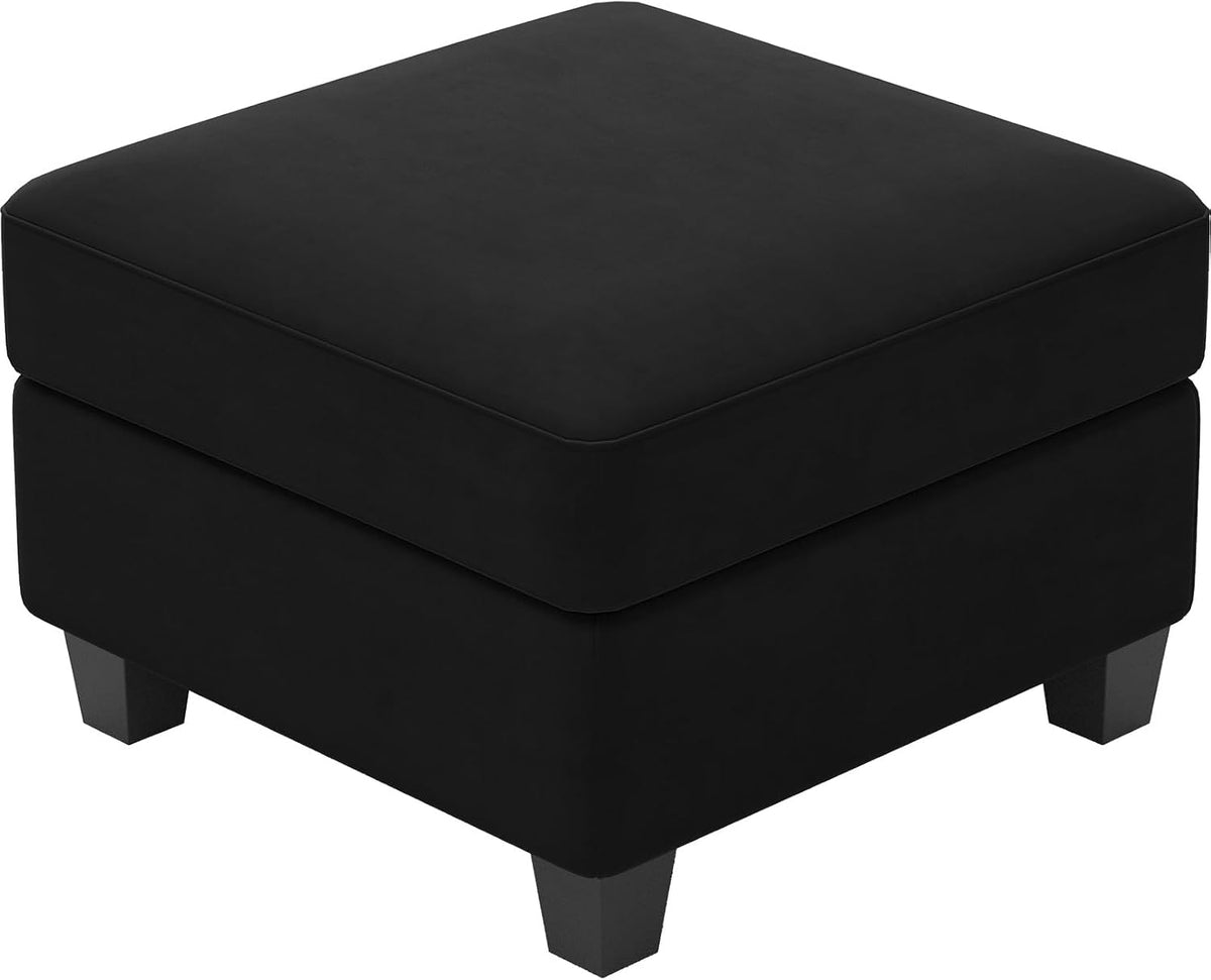 Belffin Modular Sofa Storage Ottoman Module for Velvet Piping Modular Sectoinal Couch, Square Ottoman Footrest, Black