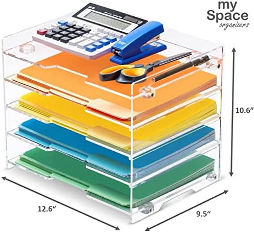 File Paper Organizer Letter Tray For Desk Office Supplies Folder Accessories Storage, Clear Acrylic, For Home School Desktop Organization
