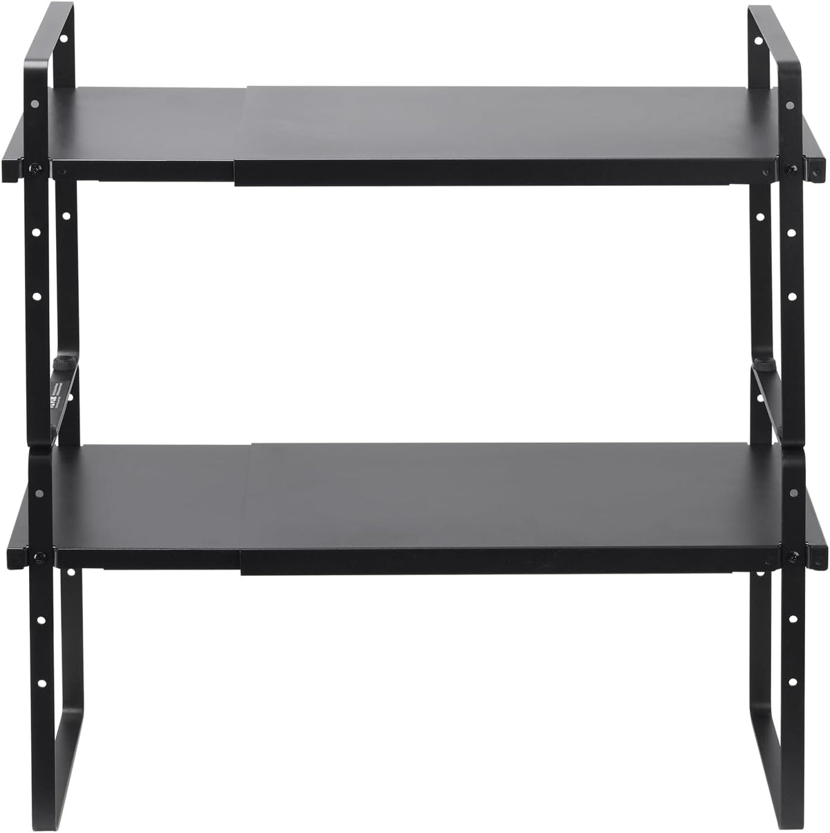 VEVOR Adjustable Kitchen Cabinet Shelf Organizer, Expandable 2 Tier Cabinet Shelf, Stackable Countertop Organizers and Storage Risers, Pantry for Kitchen Bathroom Office, Black