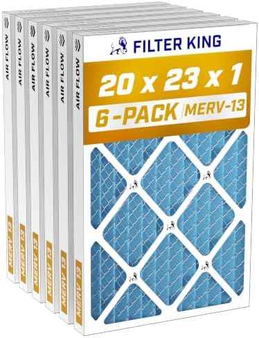 Filter King 20x23x1 MERV 13 Pleated HVAC Air Filters, 6-Pack