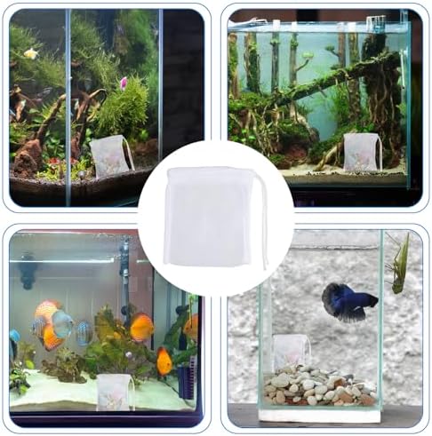 QfwdfcTrenz 10-Pack Aquarium Filter Media Bags for Activated Carbon, 4" X 3.5" Mesh Filter Bags for Aquarium, Carbon Filters Bag for Aquariums, High Flow Aquariums Mesh Media Filters Bag