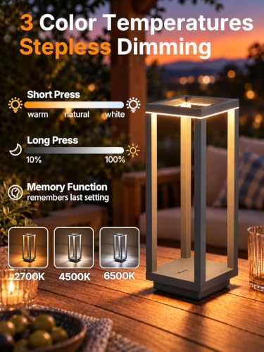 2Pack Cordless Table Lamp Rechargeable, 10" Portable Table Light