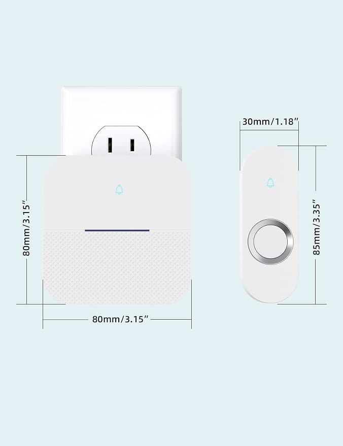 AIDA Lighted Wireless Doorbell for Home, Waterproof Battery Doorbell 1