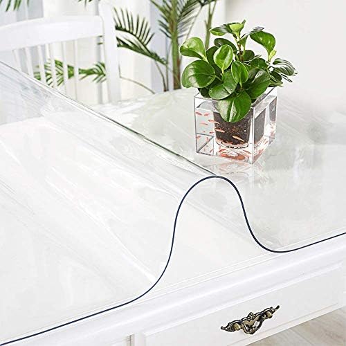 Clear Plastic Dining Table Protector Wood Desk Cover Wooden Furniture Top Topper Plastic Tablecloth Wipeable Vinyl PVC Waterproof for Rectangle Coffee End Table Chair Floors Rug Mats Pad 34 X 48 Inch
